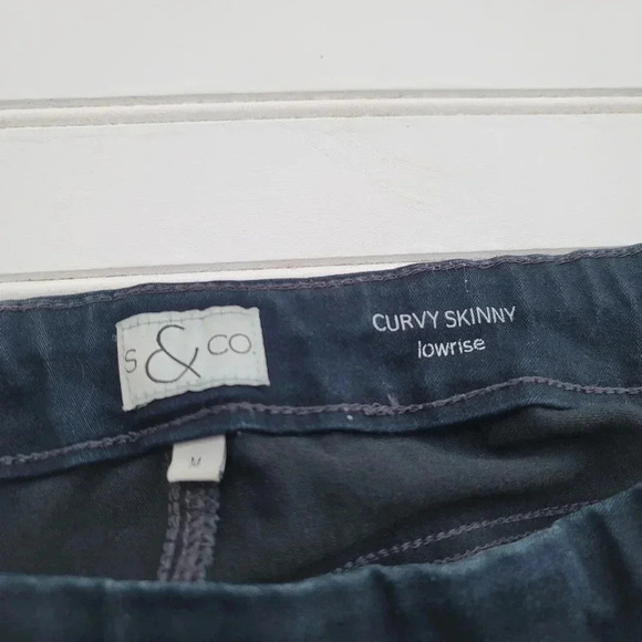 S & Co Womens Curvy Skinny Jeans Blue Low Rise Dark Stretch Blue Pockets M 34x30 - Picture 2 of 9